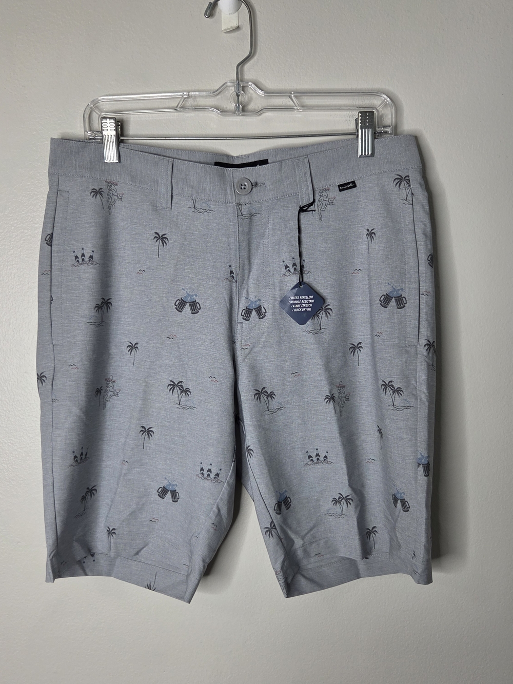 Travis Mathew The Eco Collection Gray Straight Shot Print Stretch Chino Shorts